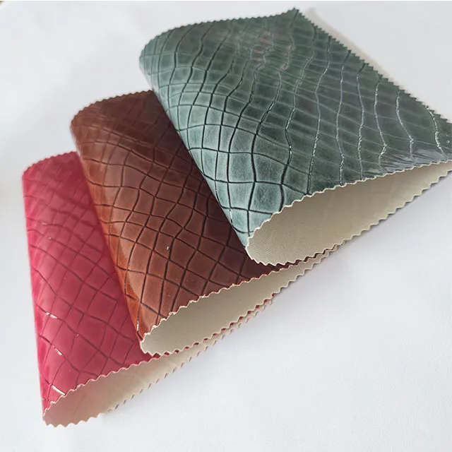 Shiny Faux Leather Vinyl Holographic Glossy PVC Mirror Fabric For bags Crafts Leather Material