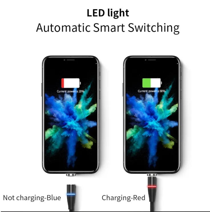  Vnew горячая Распродажа usb-кабель 360 градусов 3 в 1Micro/8pin/Type C 3A Магнитный кабель для быстрой зарядки и передачи данных мобильного