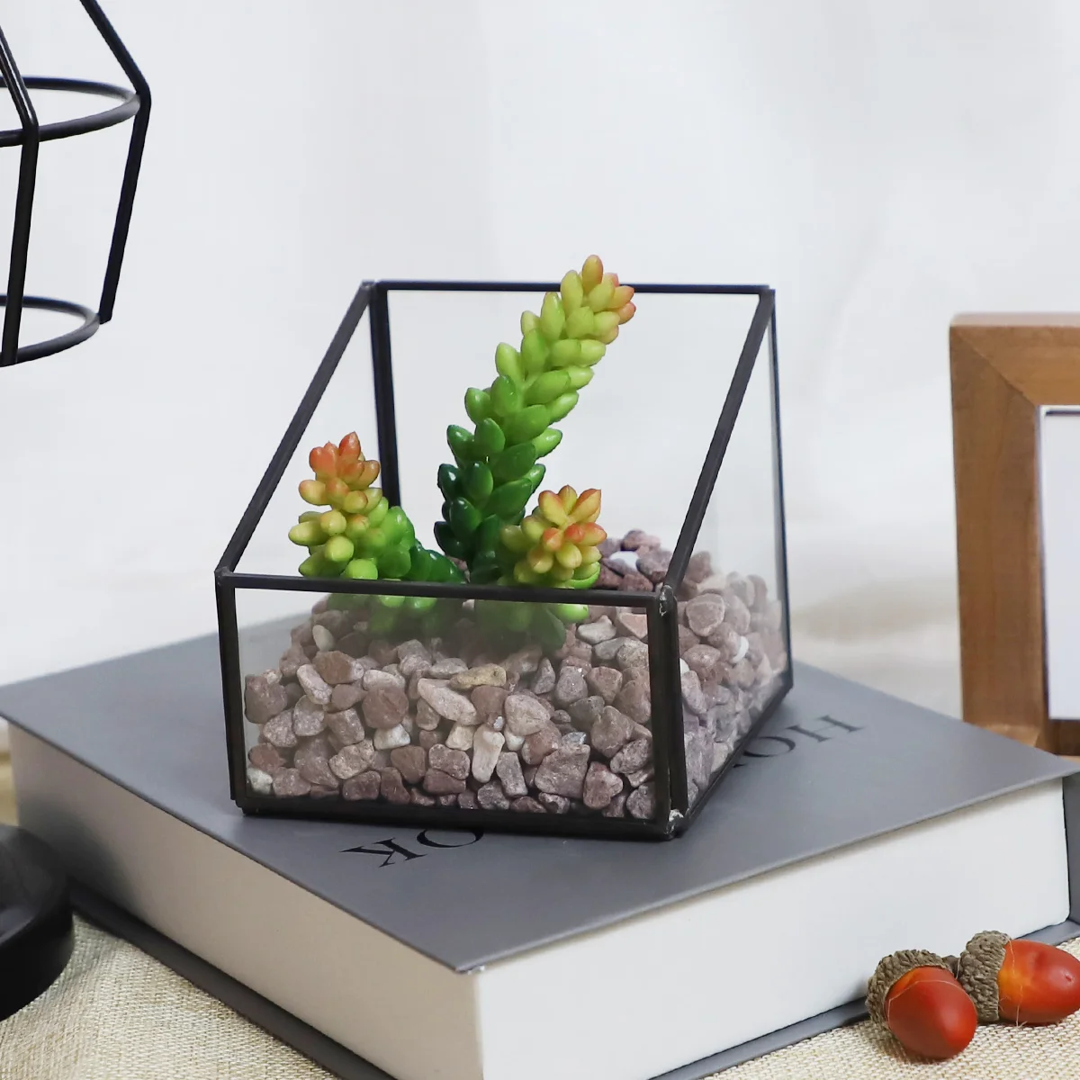 sealed glass terrarium geometric artificial plant terrarium glass vases