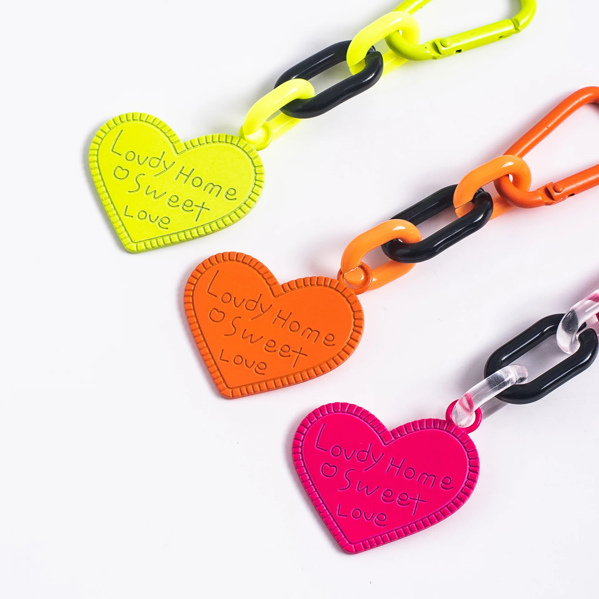 Personalized Leather Heart Shaped Keychain Pendant Accessories Metal Heart Shape Diy Keychain For Women