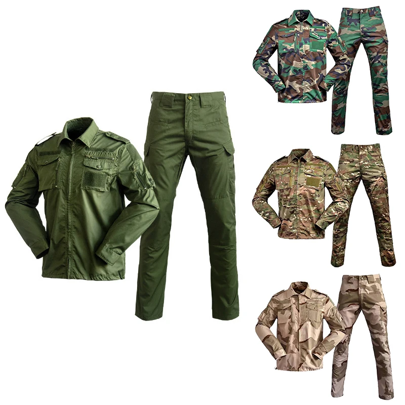 Wholesale Men Combat Frog Tactical Clothes Green Camouflage Jacket+Pant Suit ACU Uniforms