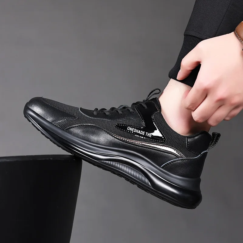 New Leather Breathable Comfortable Wear-resistant Sports Shoes Fashion All-in-one Increase Platform Casual