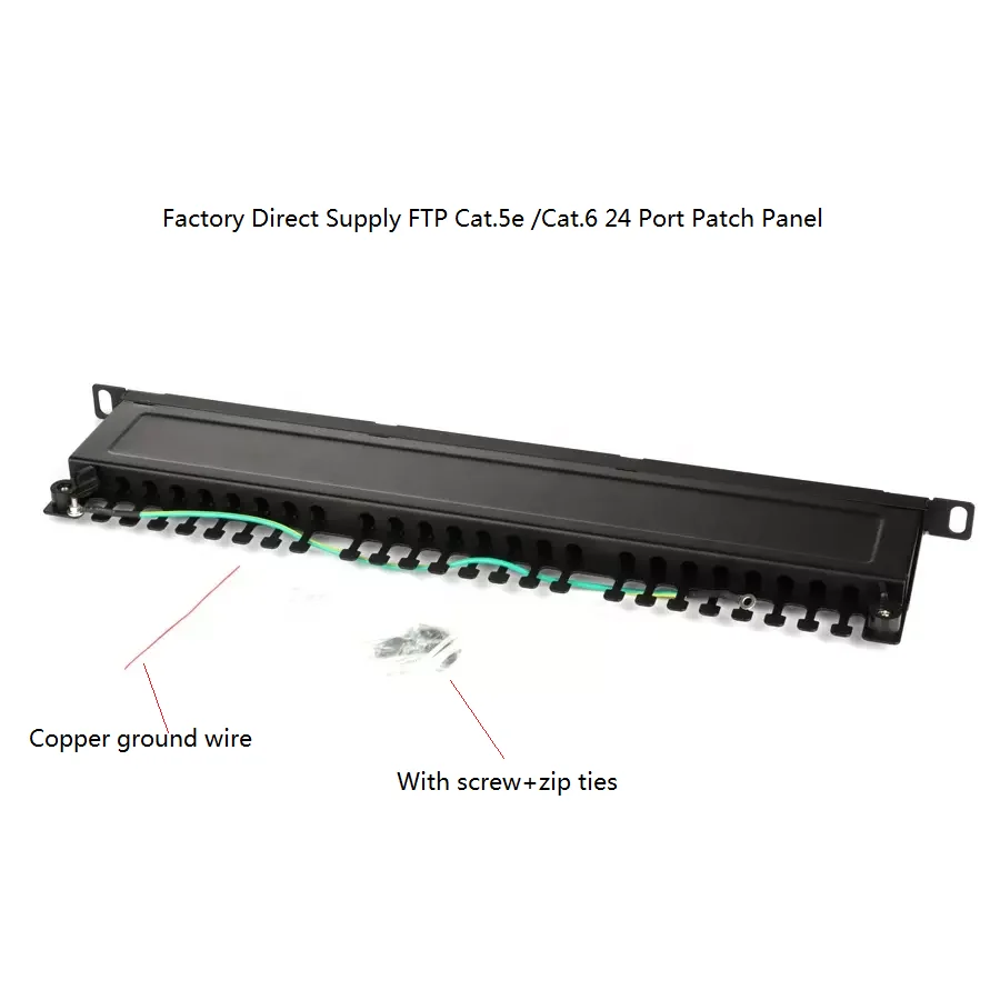 FTP Cat.5e/ Cat.6 0.5U 19' 24 Port Patch Panel Rack-Mount Wall-Mount Network Cable Management Cabinet
