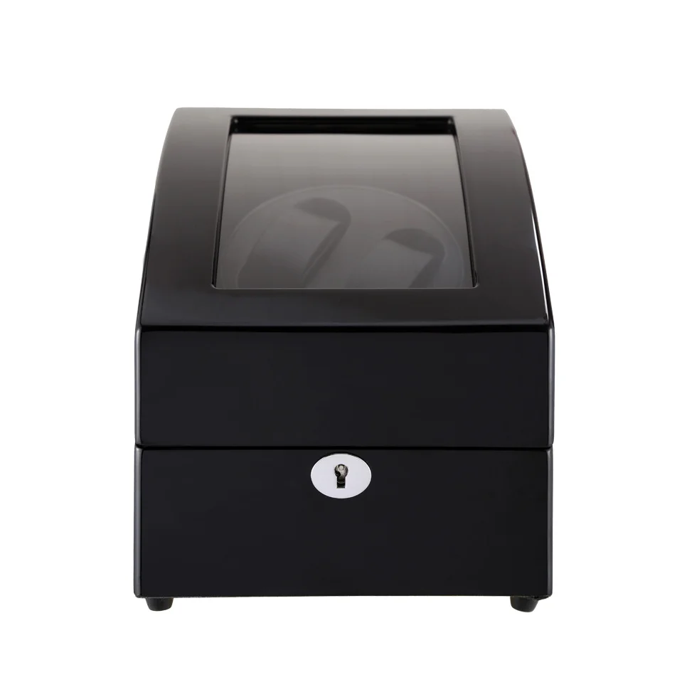 Hot selling wholesale manual black paint baking watch winder shell manufacturing custom logo wooden box watch box