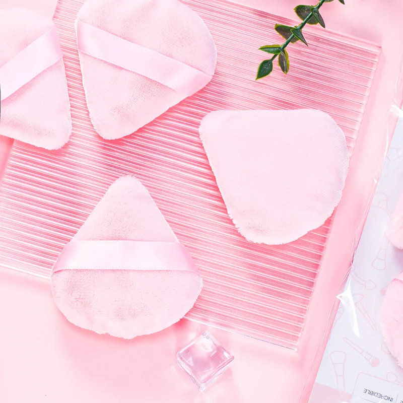 Top seller triangle beauty makeup foundation puff soft velvet cotton setting powder puff Custom logo
