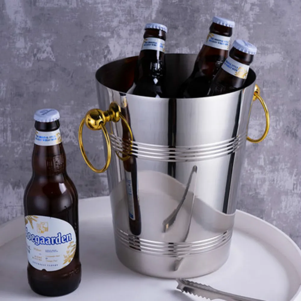 
High quality metal tin ice bucket beer ice bucket stainless steel 201/304 wine champagne beverage cooler for hotel bar 
