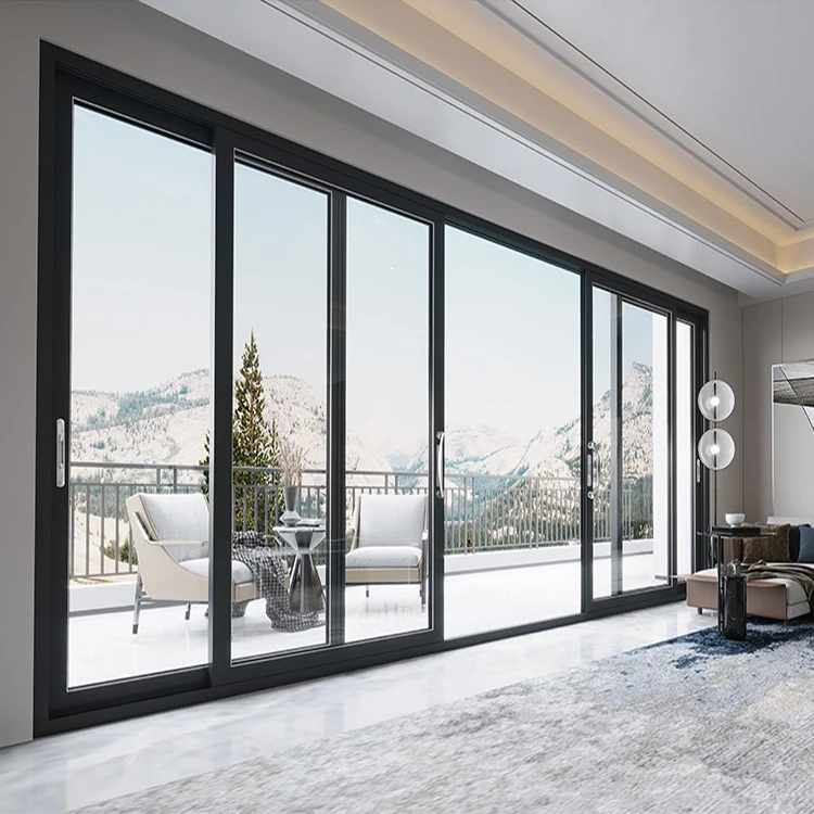 Factory price 3panels aluminium doors new design custom metal aluminum 3 panel glass sliding patio door