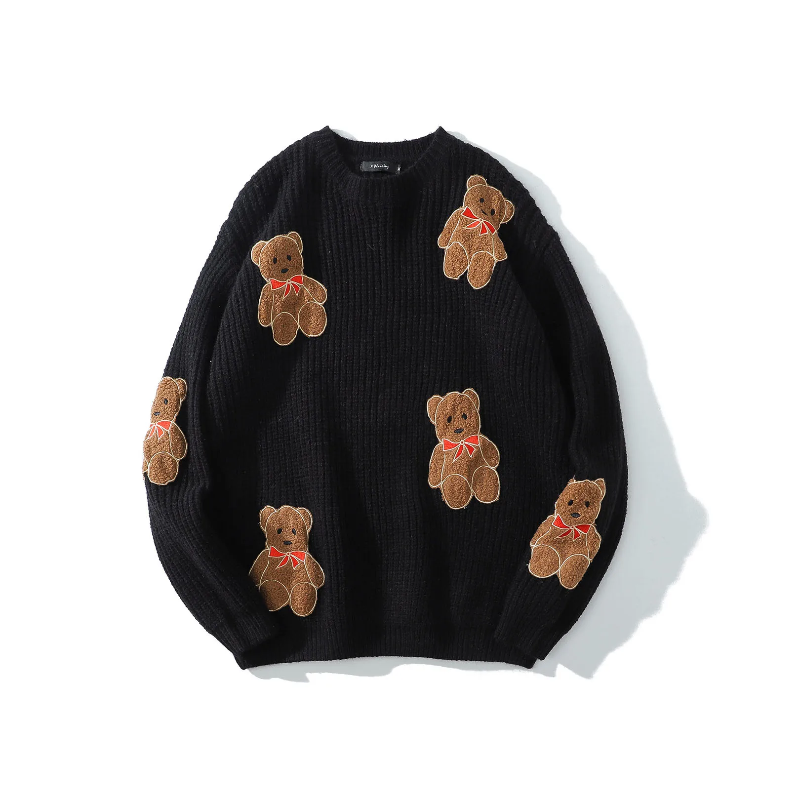 Wholesale Fashion Designer Female Clothes Cute Style Bear Sweater Solid Color Woolen Winter Sweater For Women