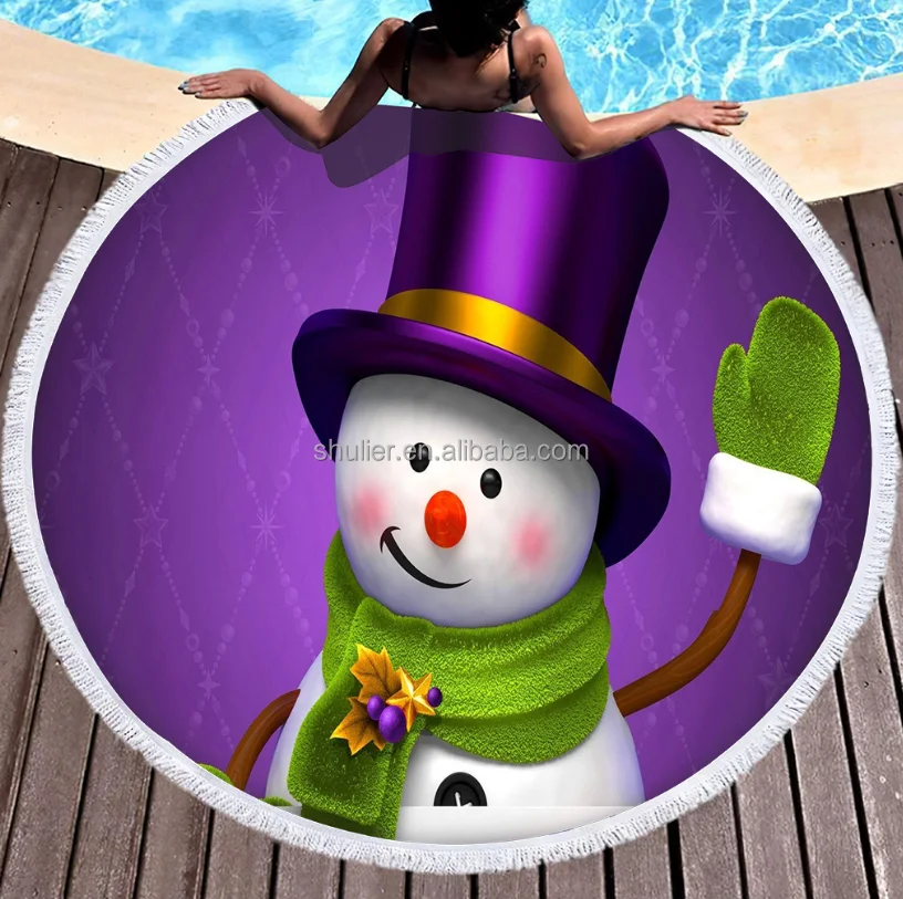 Customizable Microfiber Beach Towel with round Tassel Breathable and Absorbent Featuring Custom Design for Home