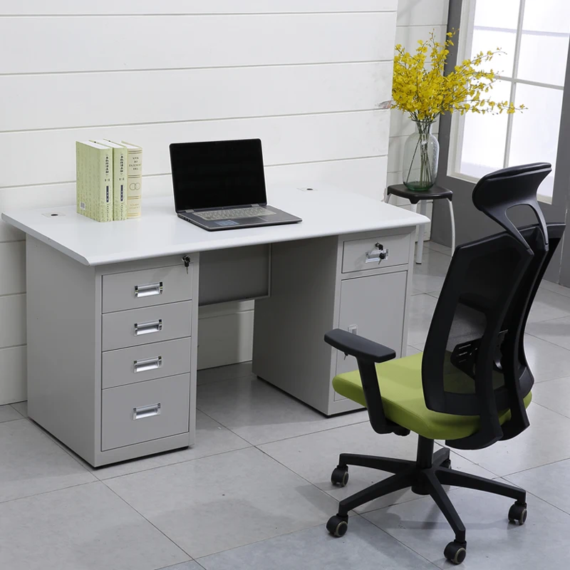 Steel Office Computer Desk With 5 Drawers Metal Office Equipment Workstation Office Equipment Desk