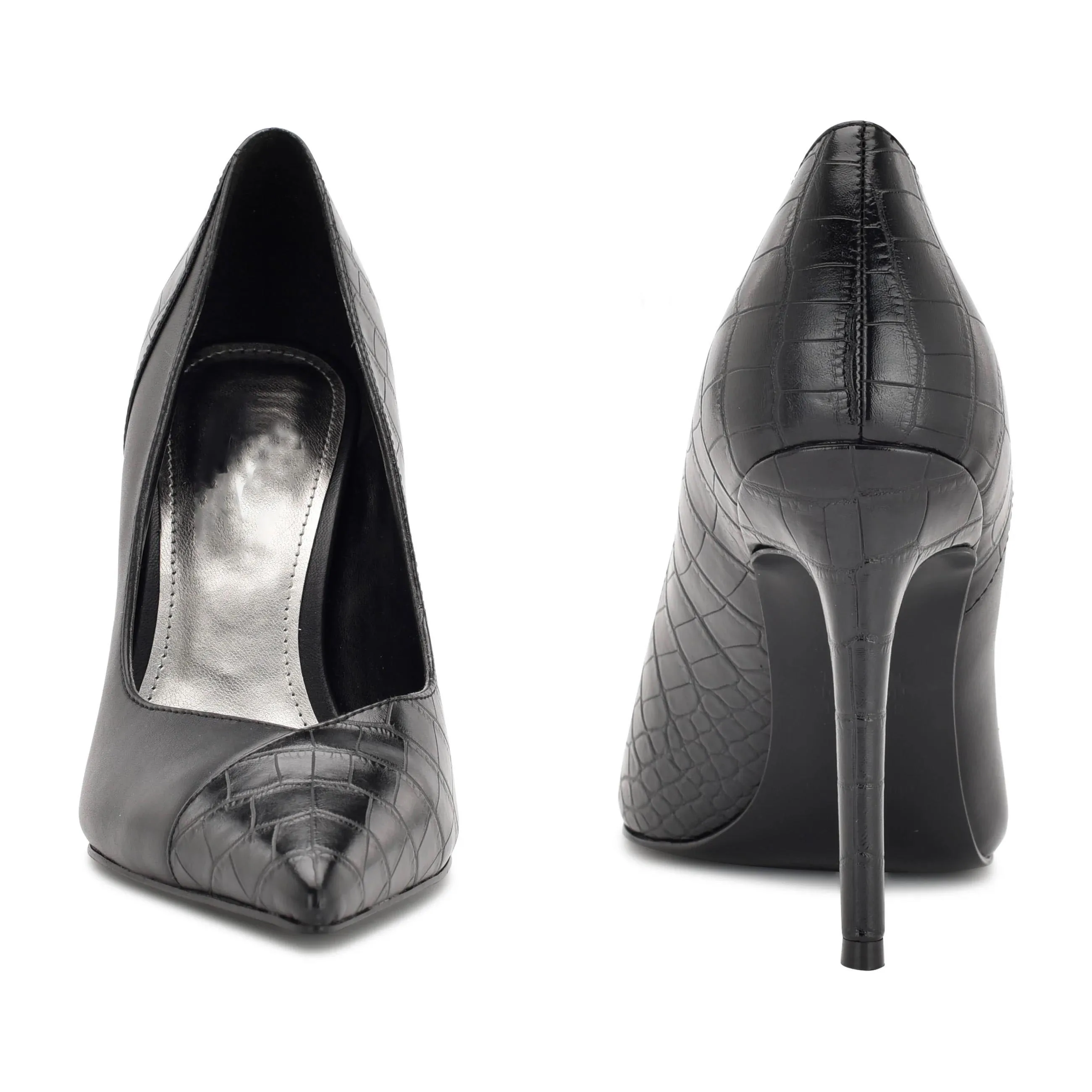 thin high heel pointed toe black  faux crocodile print leather  pumps for women or laddies women shoes pumps bride pump shoes