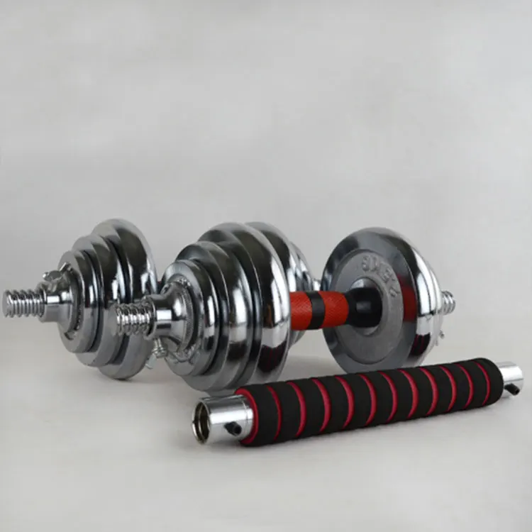 
Good quality wholesale gym adjustable dumbbell weights set plating electroplated round steel adjustable gym dumbbell fitness set 