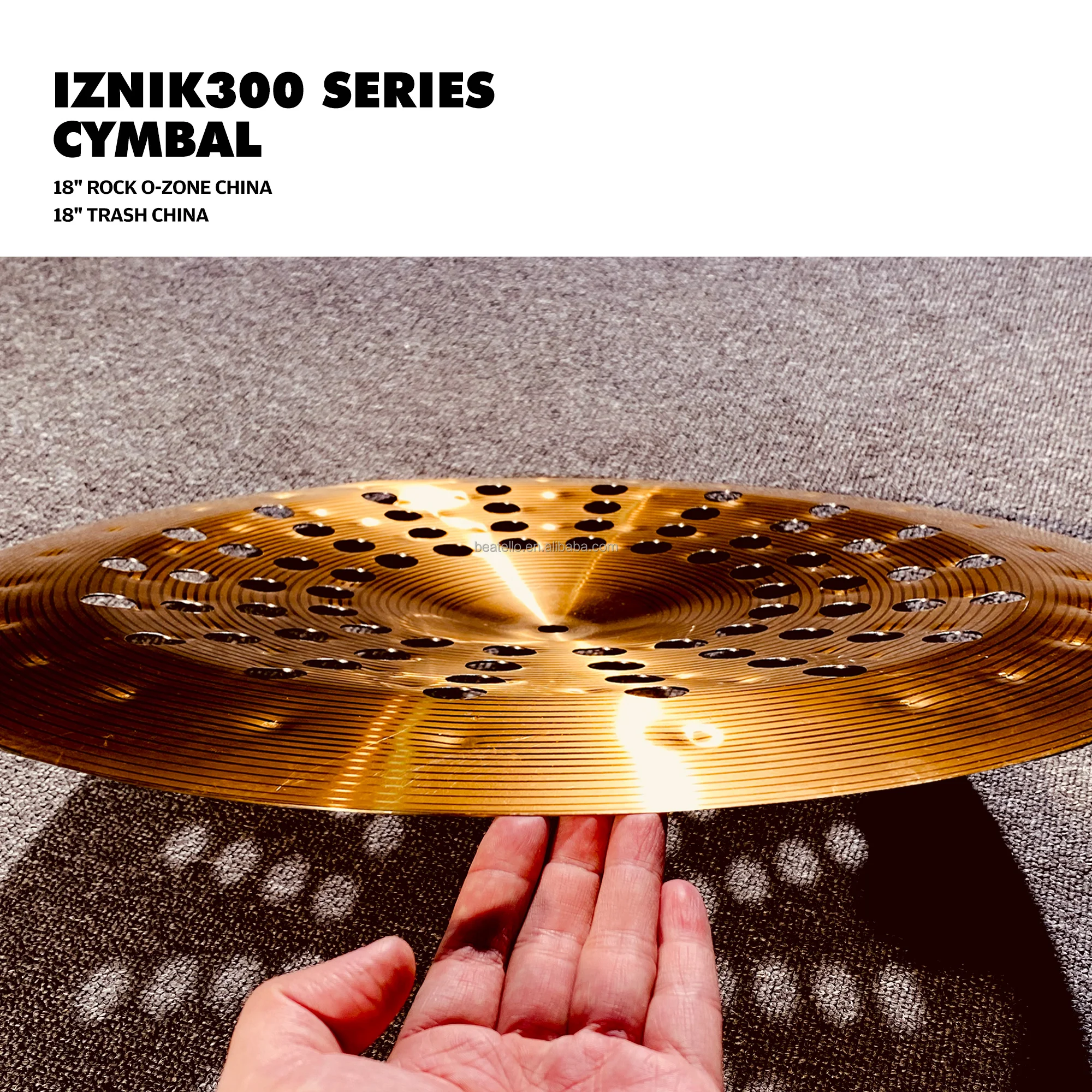 IZINK Professional Trash Crash Cymbals Set 18Inch Effect Cymbal With Holes For Drum Kits Hand Hammered Chinese Cymbals