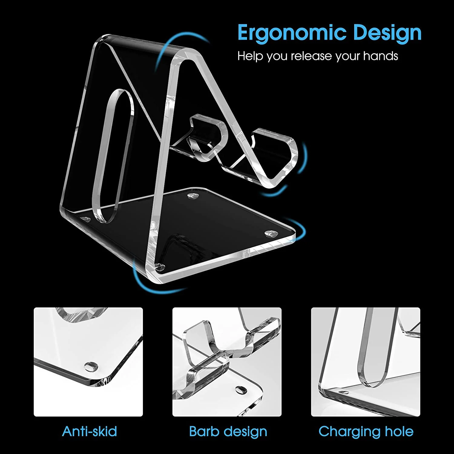 2022 Popular Acrylic Mobile Phone Stand Desk  Custom Acrylic Phone Holder