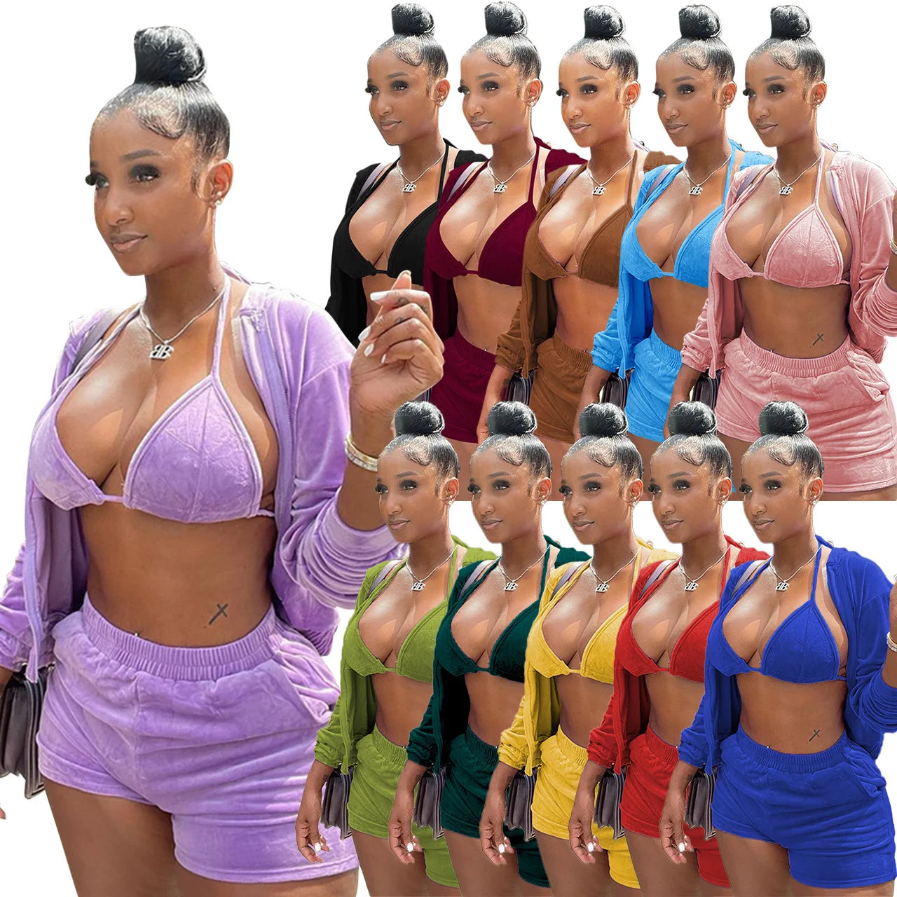 Q21S976 Custom winter sportswear ladies women clothing spring two piece outfits set thick fleece women sweatsuit set tracksuit