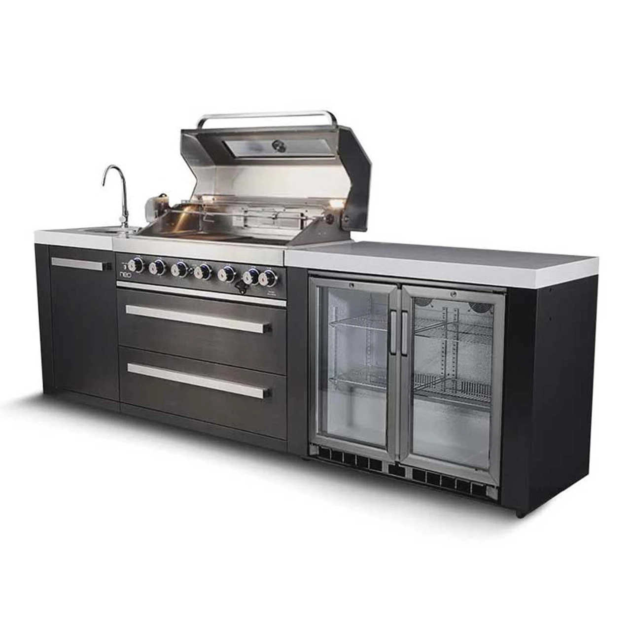 Vermont Newest Black Outdoor Kitchen Cabinets Bbq Stainless Steel Furniture Kitchen Cabinet With White Countertop