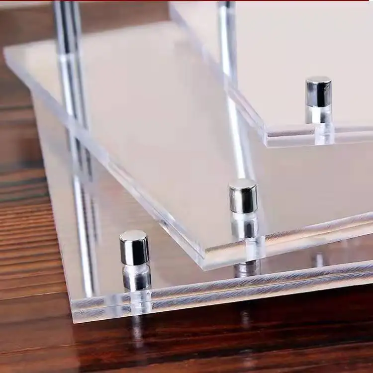 Acrylic magnetic price tag label holder stand declining desk sign Info card display picture photo frame name table top