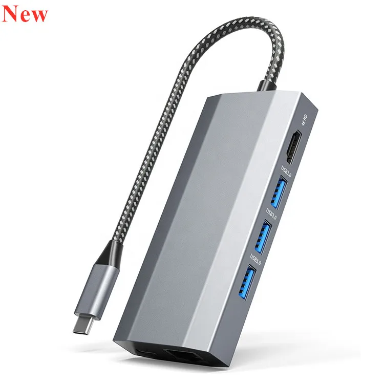 USB 3.1 Type C Hub To HD VGA Adapter 4K 3 USB 3.0 Hub With TF SD Reader Slot Ethernet For MacBook Pro/Air PC Laptop Computer