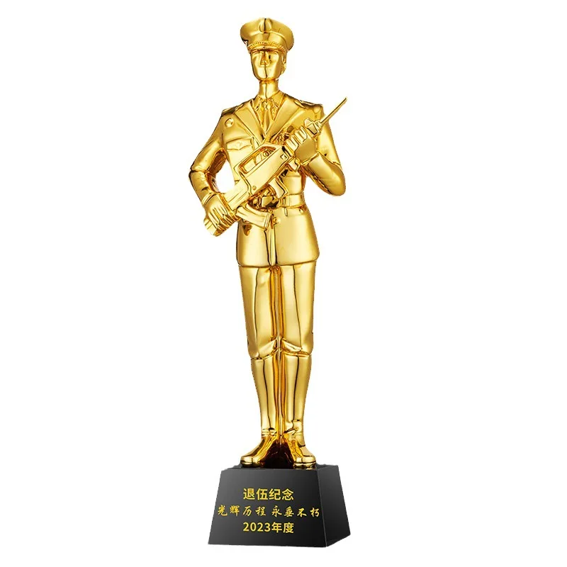 Hot Sale High Quality Wholesale Crystal Artifact Custom Soldier Retirement or Graduation Statue Gift