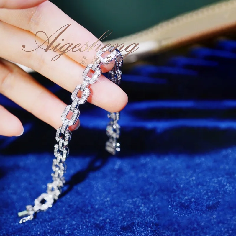 Aigesheng New Products Fine Jewelry Solid Gold Bracelet Natural Diamond 18K White Gold Real Bracelets