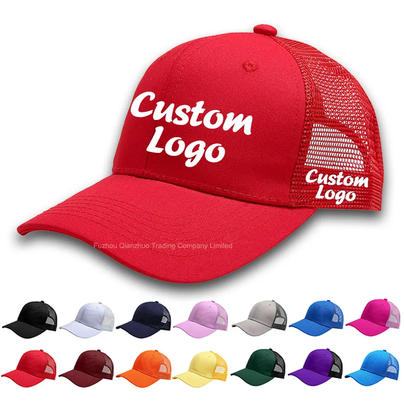 OEM Custom trucker hat with logo sports caps sponge topi trucker hats embroidery logo print 6 panel blank mesh cap high quality