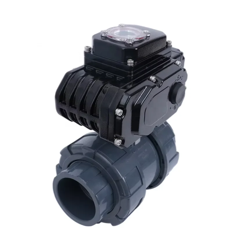 PVC Ball Valve Used in Pipeline for Acid or Other Fluid,attached with High Quality Actuator to  Motor the Valve