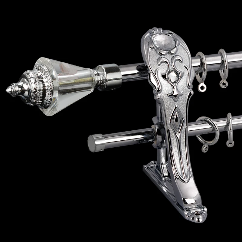 D0058 оптовая продажа роскошные Заводские карнизы и рельсы аксессуары регулируемый кристалл наконечник набор двойных карнизов