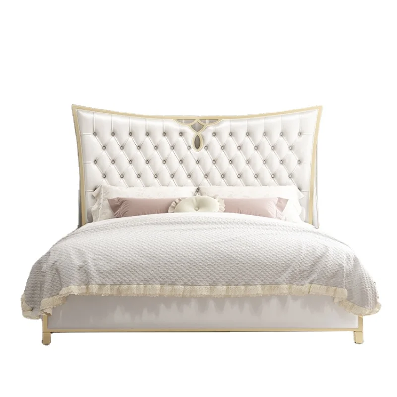 Customized European-style leather princess bed master bedroom 2 meters 2.2 French luxury wedding beds luxury villa double beds