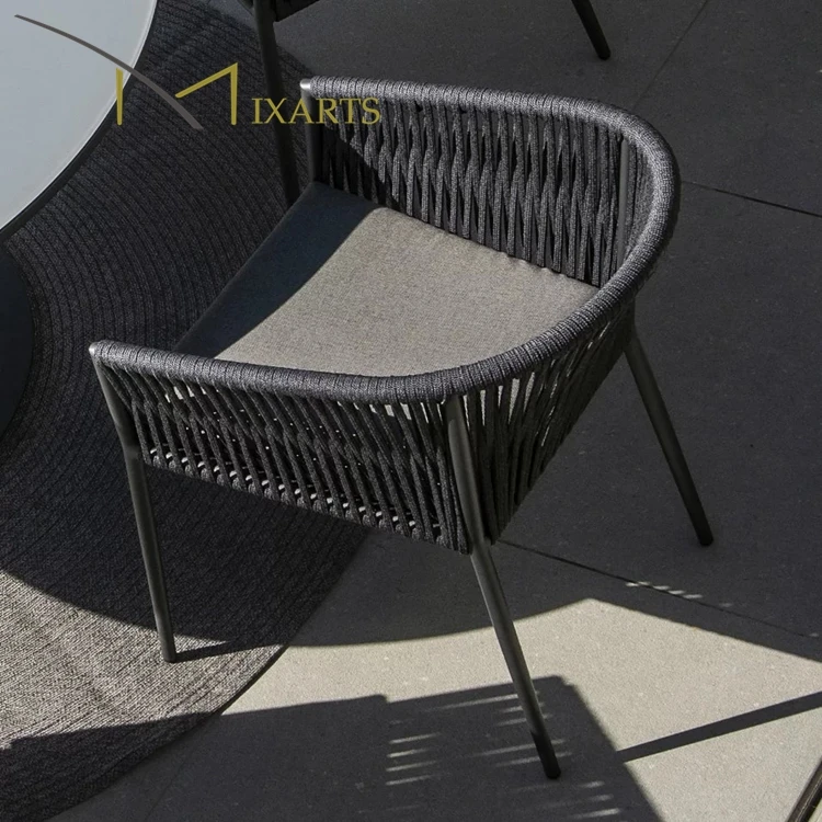 
garden furniture rattan patio wicker bamboo rope chairs hotel design aluminum dining chairs set 