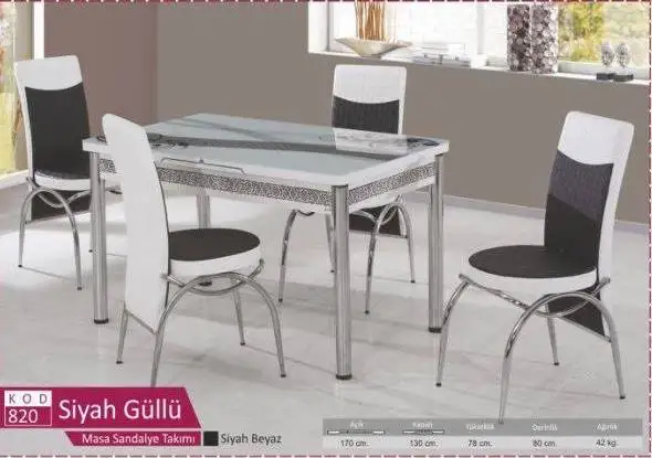 
Dining set extended table 6 chairs glass table multi colors hot sales 