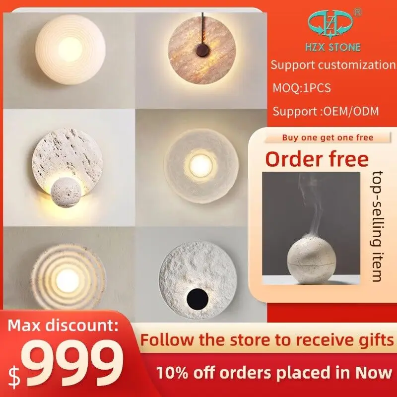 HZX Modern Luxury LED Light Chandelier Imported Iron Marble with Natural Alabaster for Bedroom or Hotel Decor Home Decoration