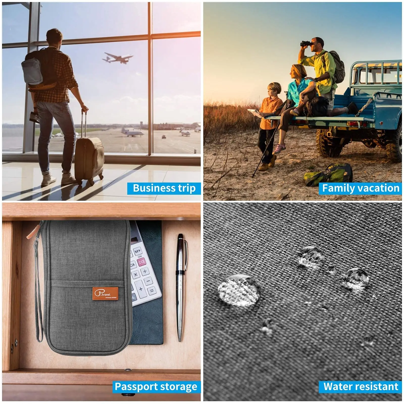 Custom Blank RFID Blocking Wallet Cover Family Travel Document Organizer Passport Holder