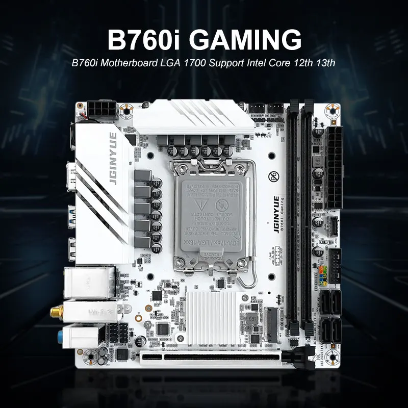 JGINYUE B760i материнская плата LGA 1700 mini itx B760i-GAMING поддержка Intel Core 12-й 13-й процессор ЦП DDR4 3200 МГц ОЗУ