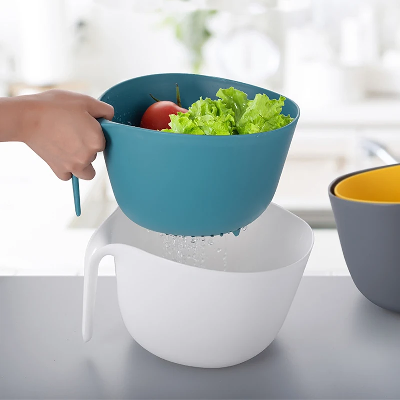 Amazon hot sales Kitchen Washing Fruit Vegetable Bowl Water Filter Basket Fridge Container Drain Storage