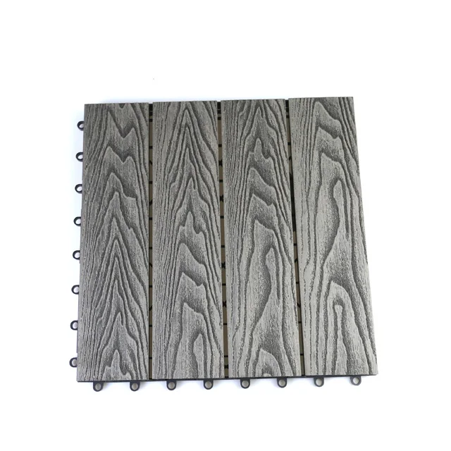
Interlocking non-slip wood composite decking tiles 