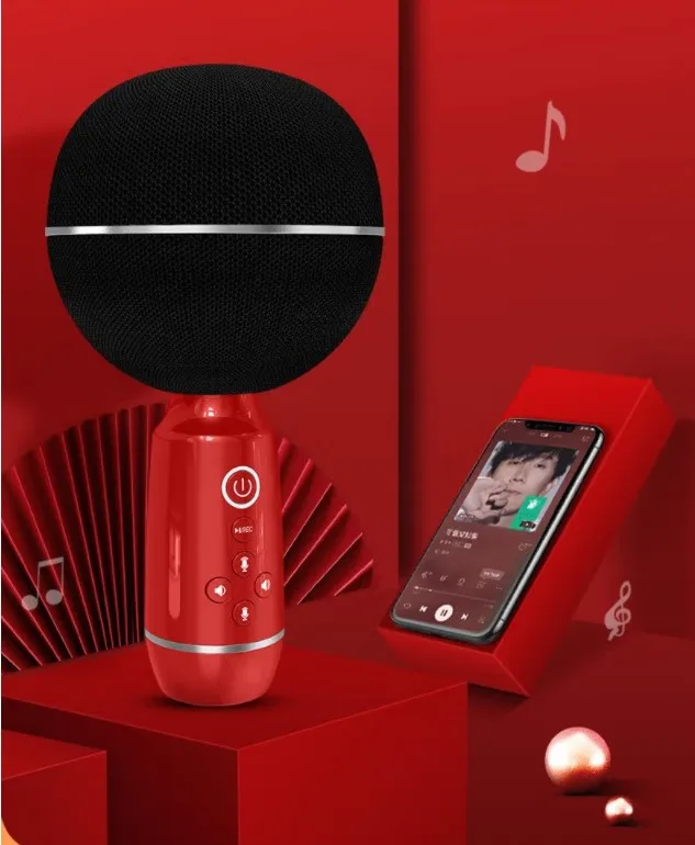 Sobast MC5 Home Party  Karaoke Wireless Microphone Speaker Mushroom Head Portable Handheld Studio Microphone For Mobile Phone