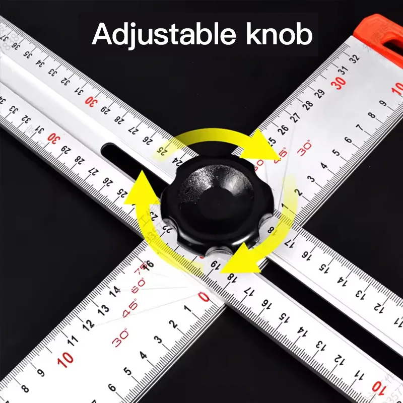 24 inch movable t-square measuring aluminum drywall a-square layout metric british angle t-shaped adjustable ruler tools