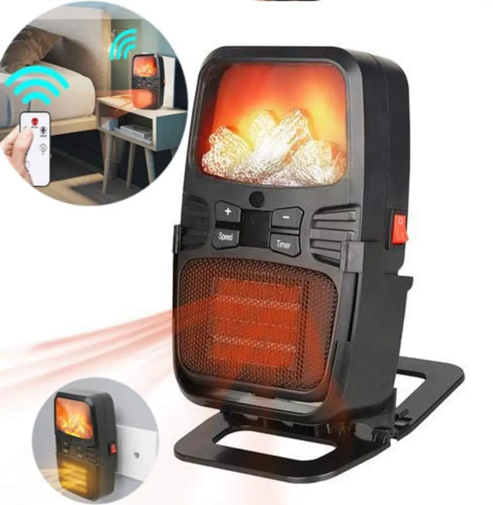 500W DesKtop Mini Adjustable Electric Heater Warm Air Blower PTC Flame Heater With Remote Control