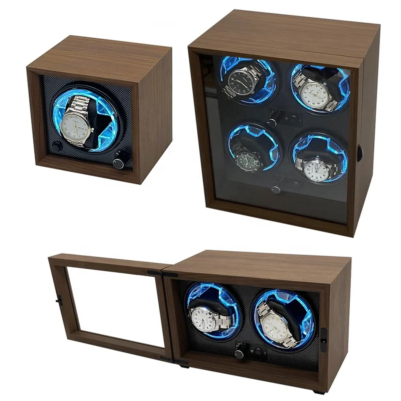 Hot Luxury Wooden Safe Silent Rotate Watch Case Automatic Orbit Winder Box