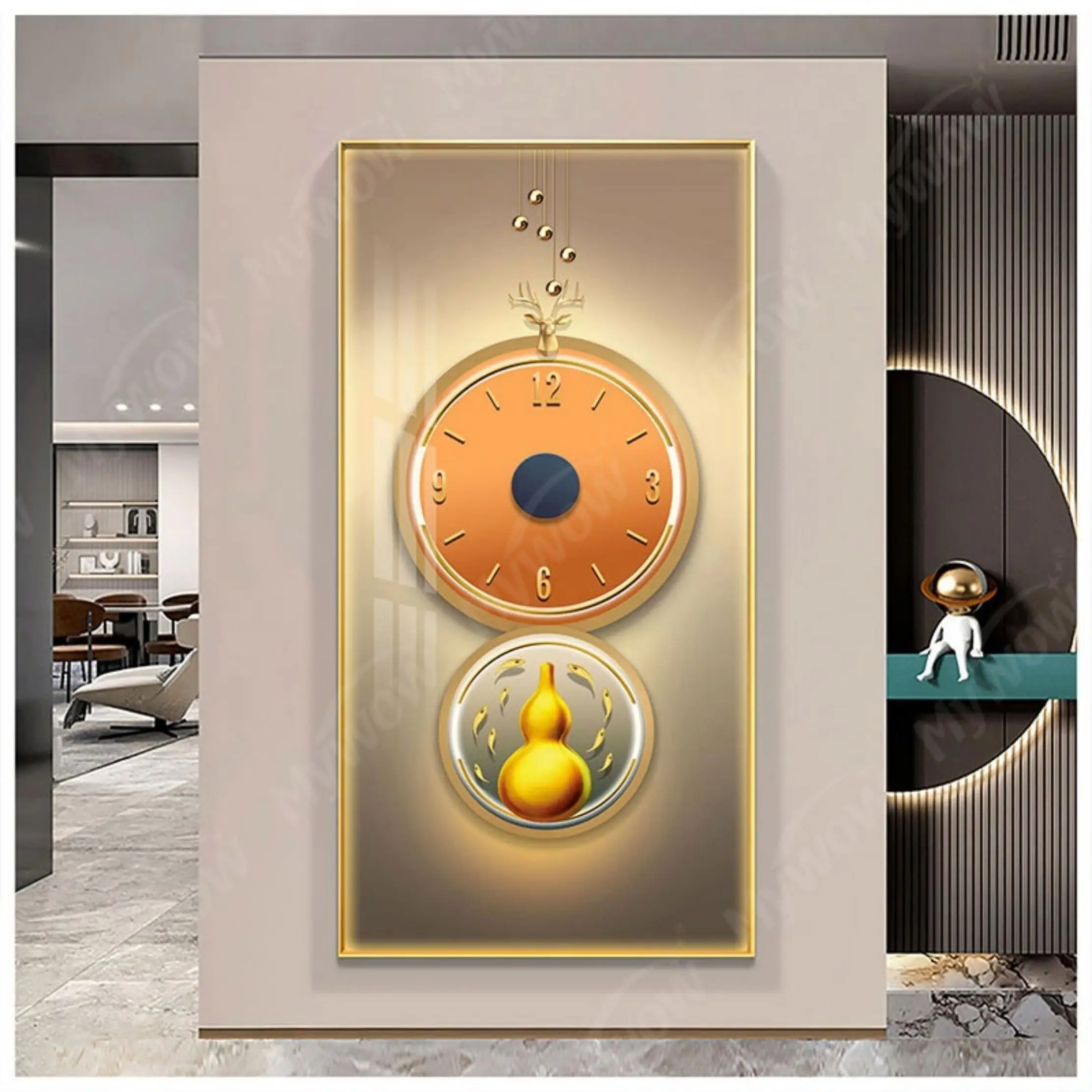Abstract Geometric Golden and Black Painting Posters and Prints Pictures Poster Wall Art Decor Modern Canvas With Frame