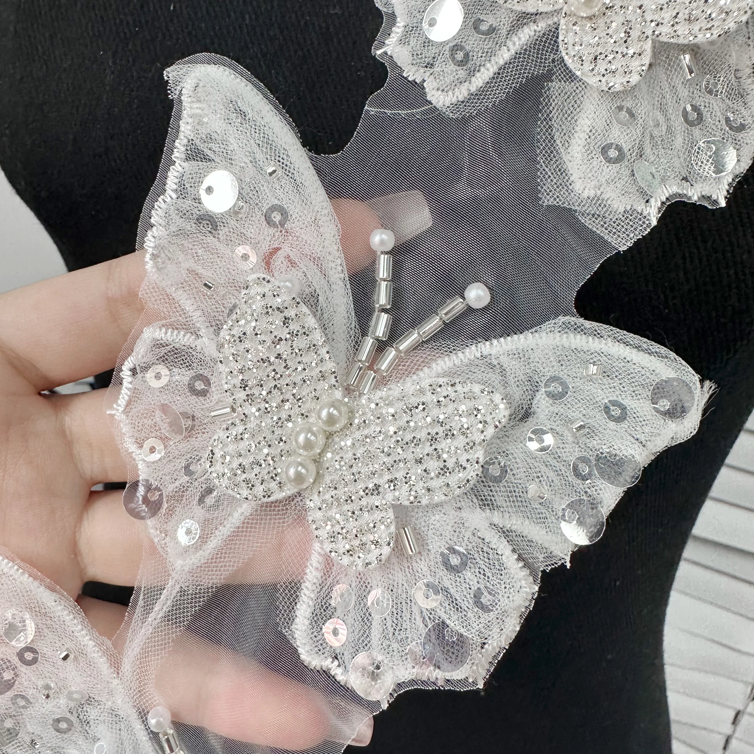 Elegant 3D Flower Embroidered Butterfly Lace Trim Ribbon Craft Crocheted Sewing Accessories for Wedding Home Textile Decoration