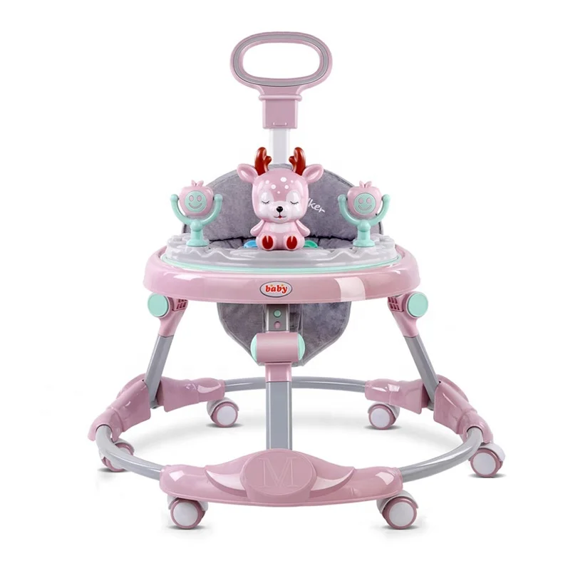 Baby Walker Stroller Multifunctional Cute Animals With Music Swivel Wheels And Seat Baby Walker