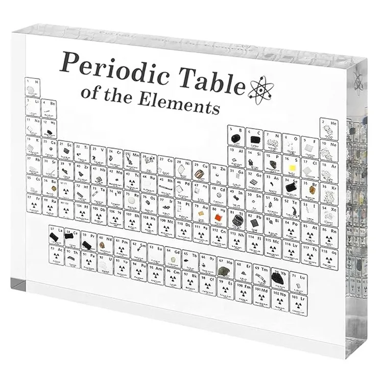 High quality multipurpose customized periodic table with real elements inside and periodico table of element periodic table