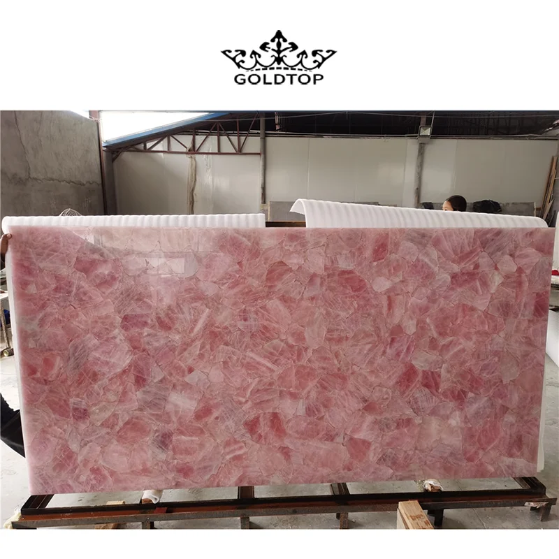 GOLDTOP pink onix Charming natural semi precious stone pink rose crystal slab onyx for Bathroom Vanity Tops