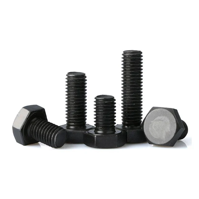 Grade 8.8 10.9 12.9 black hex bolt standard size M8 M10 M12 M16 M20 high quality hex head bolt din933 din931 m6 m13 galvanized