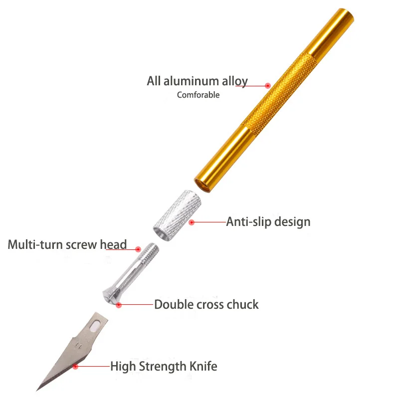 High Quality Multipurpose Custom Aluminum Colorful Carving Engraving Knife DIY New Powder Remover Tool