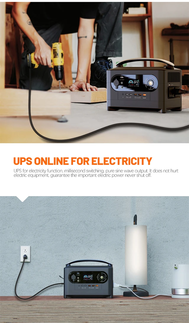 Power Supply With UPS Portable Home Energy Storage 700w UPS Emergency Power Supply Portable Power Station