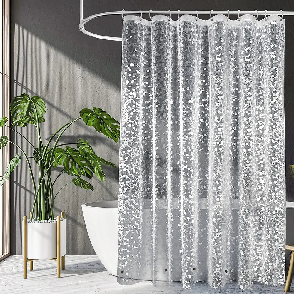Wholesale 3D Shower Curtain Waterproof Mildew EVA Bath Curtains Modern Cobblestone Pattern Translucent Bathroom Curtain