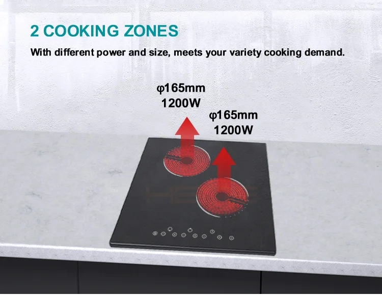 OEM Easy Cooking Black Ceramic Glass Sensor Touch 2 Burners Ceramic Hobs With CE CB Certification