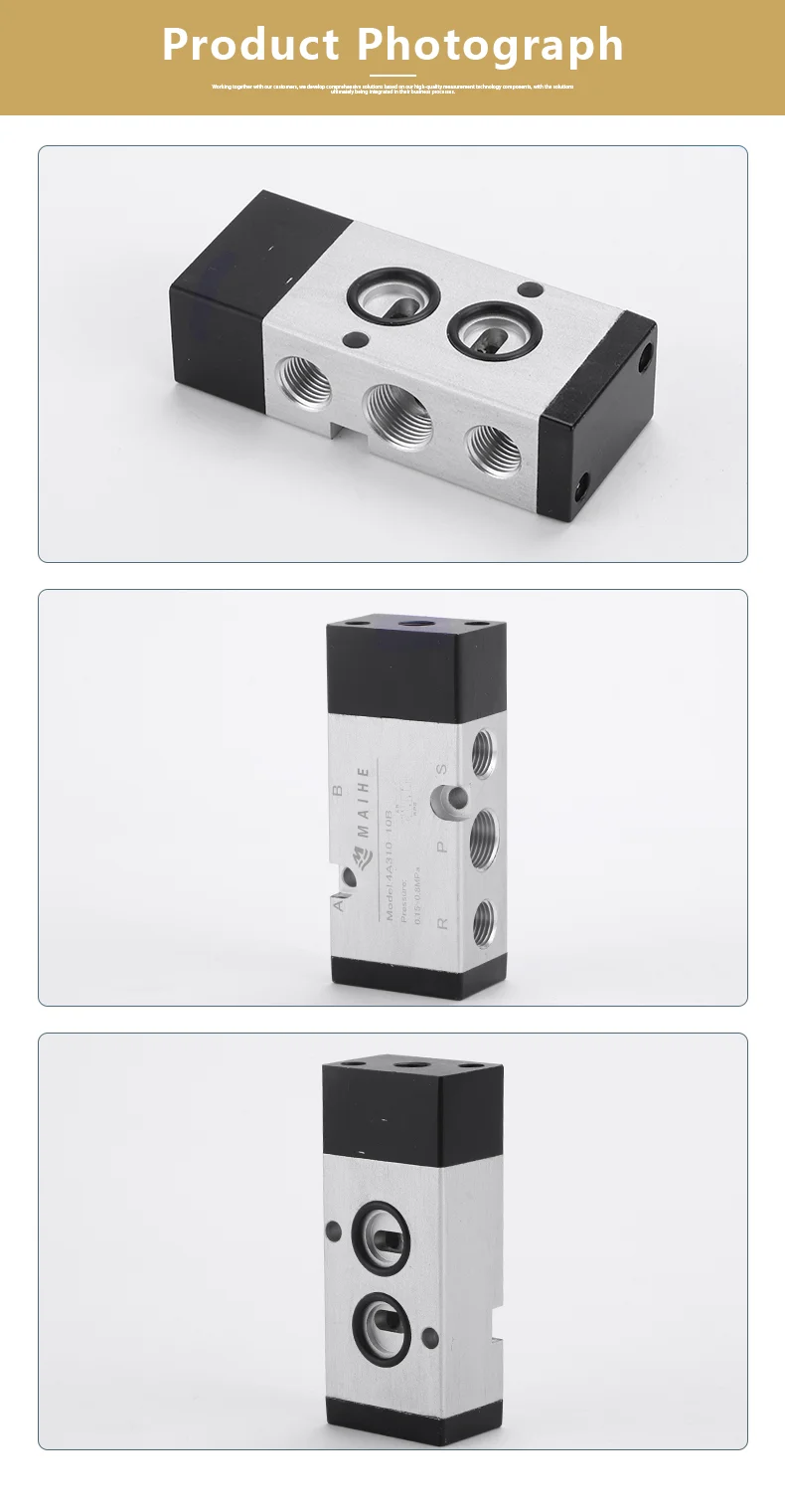 4A310-10 4A320-10 Series Two Position Five Way Solenoid Valve 5 Way 2 Position Pneumatic Control Valves 5/2 Way Air Pilot